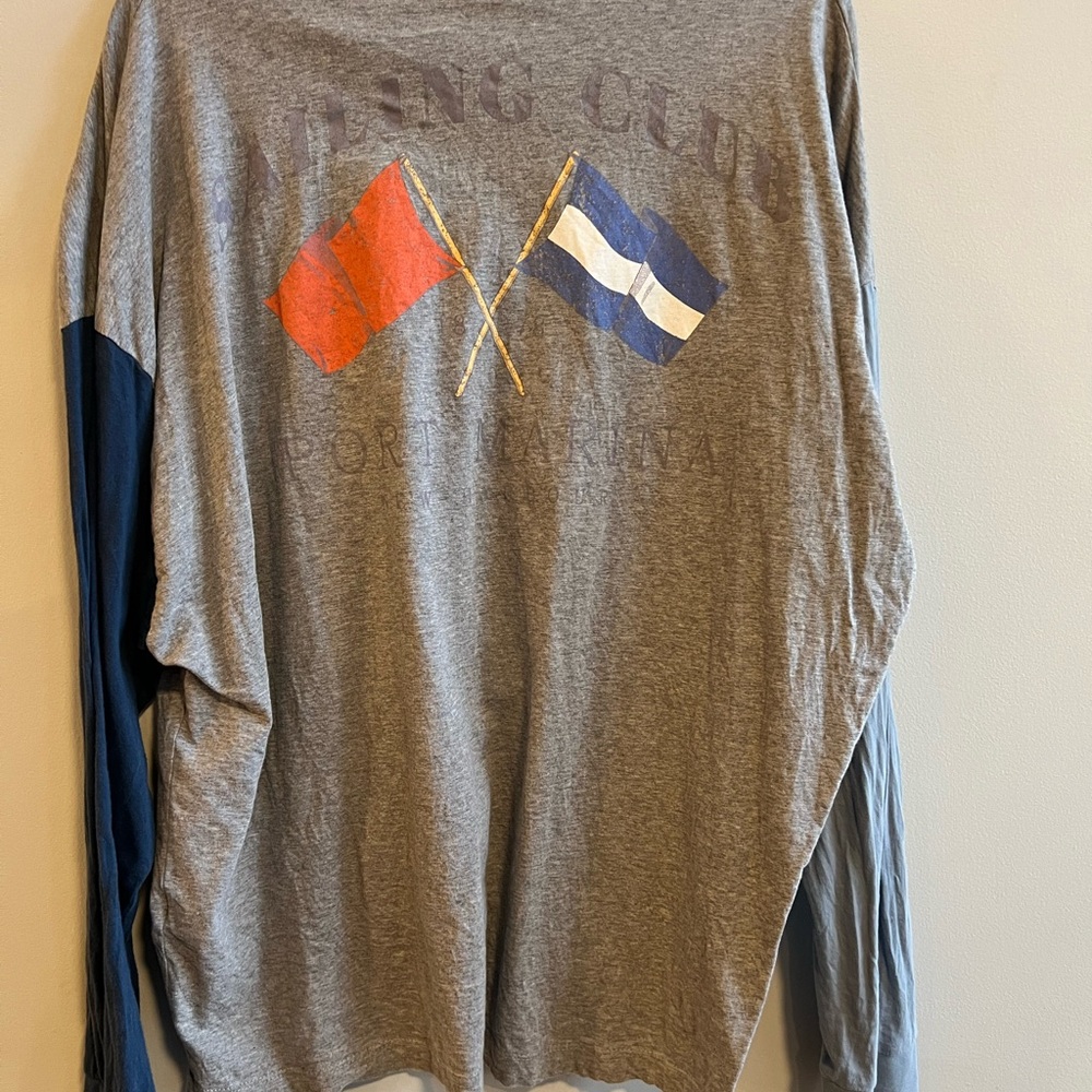 ASOS Gray and Blue Long Sleeve Tee sailing club L